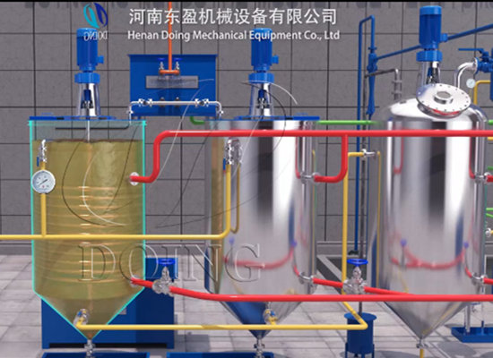 Small scale palm oil refining machine 3D animation video