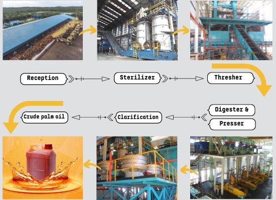 What is the unit operation involved in palm oil processing?