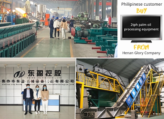 Philippine customer ordered a set of 2 tons per hour water boiled sterilization palm oil processing equipment from Henan Glory Company