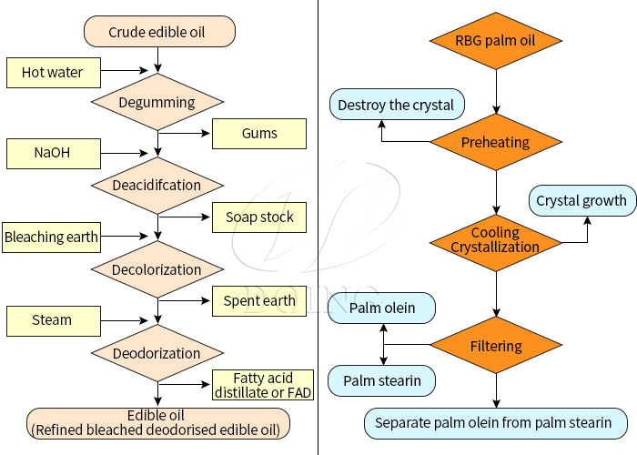 palm oil refining and fractionation work flow