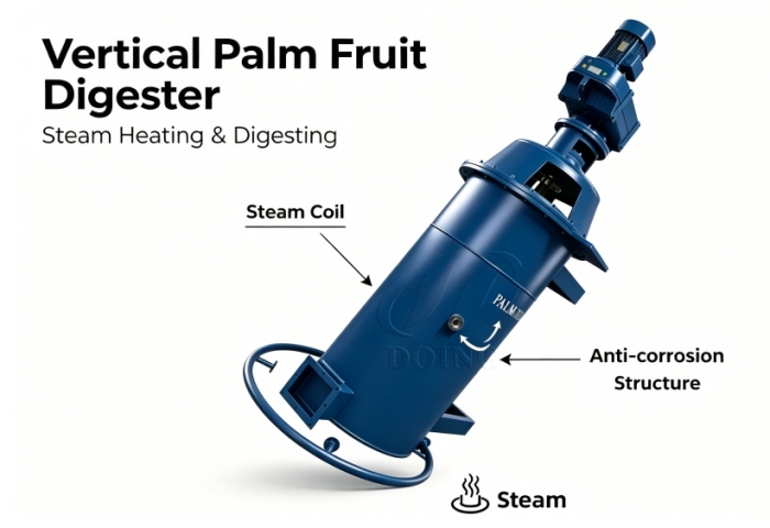 Vertical palm fruit digester