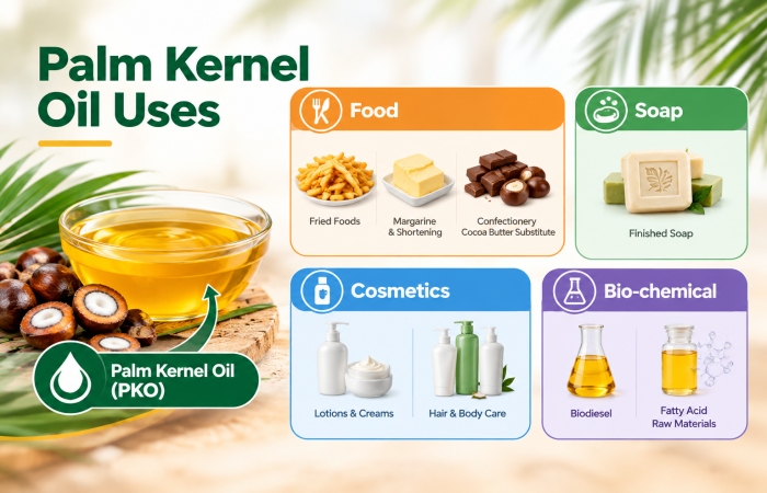 Main application fields of palm kernel oil