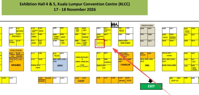 Booth layout map showing Booth A076 location