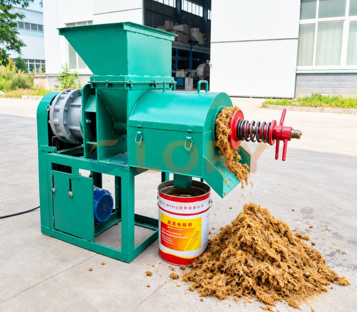 Test run of palm oil press
