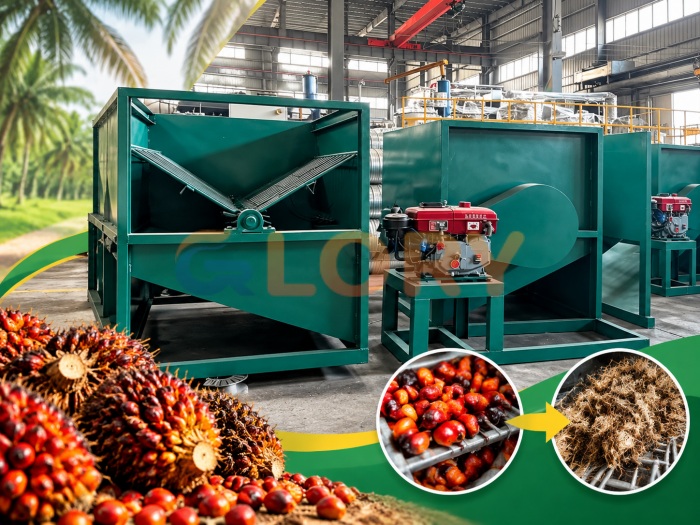 Simple type palm fruit thresher