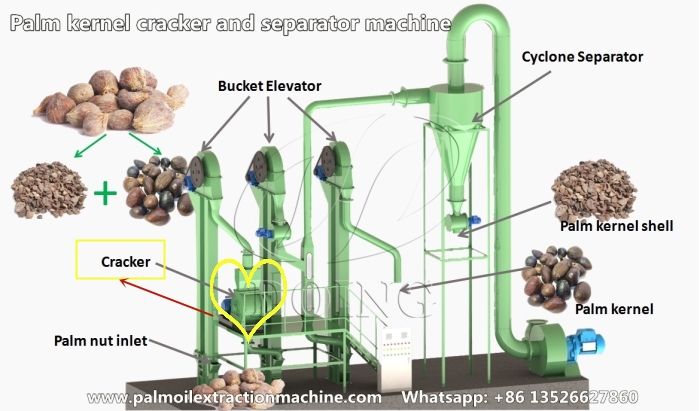 palm kernel cracker and shell separator machine 